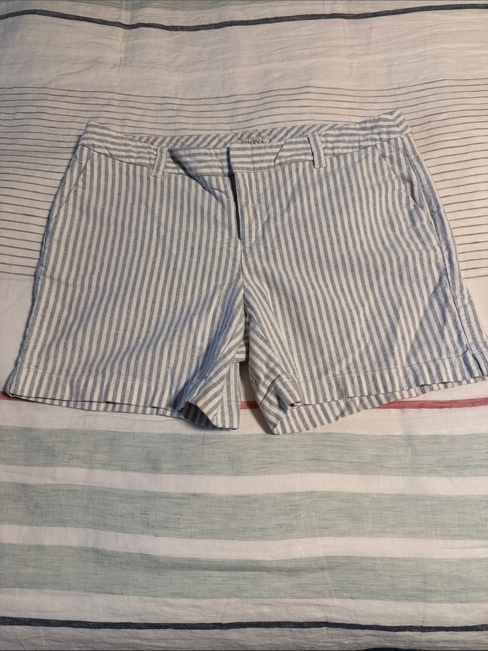 Merona White and Light Blue Striped Women’s Shorts